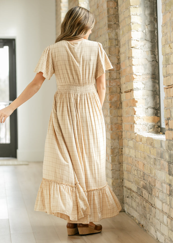 Isabella Windowpane Maxi Dress IC Dresses