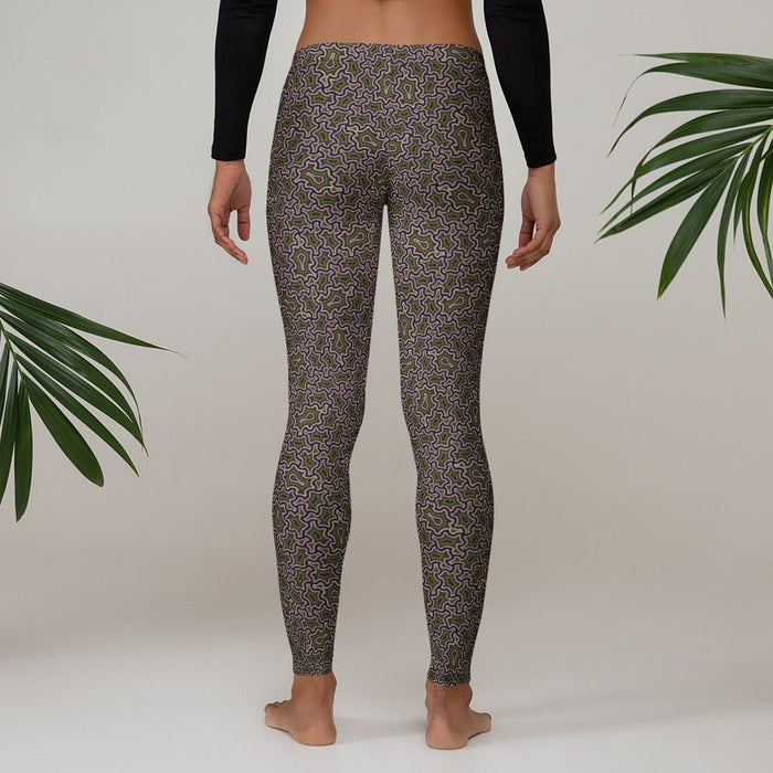 Itzam Green Purple Geometric Leggings - Deep Gradient Tessellation - symbolika