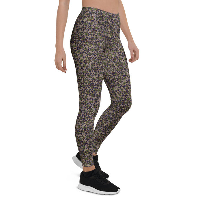Itzam Green Purple Geometric Leggings - Deep Gradient Tessellation - symbolika