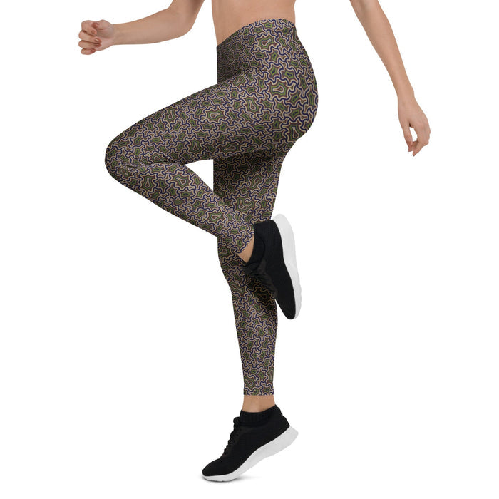 Itzam Green Purple Geometric Leggings - Deep Gradient Tessellation - symbolika