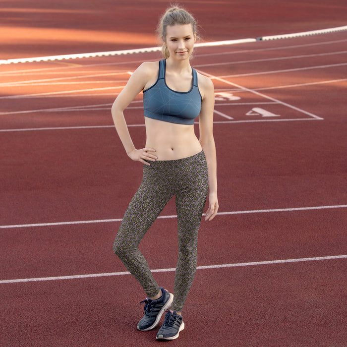 Itzam Green Purple Geometric Leggings - Deep Gradient Tessellation - symbolika