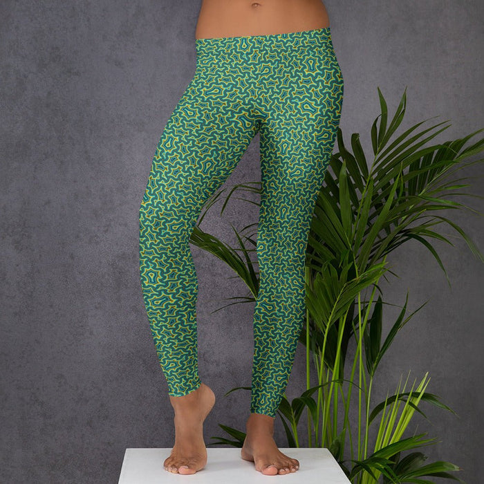 Itzam Green Yellow Geometric Leggings – Organic Tessellation - symbolika
