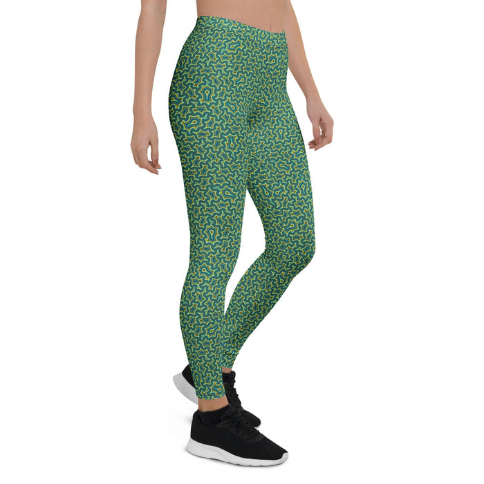 Itzam Green Yellow Geometric Leggings – Organic Tessellation - symbolika