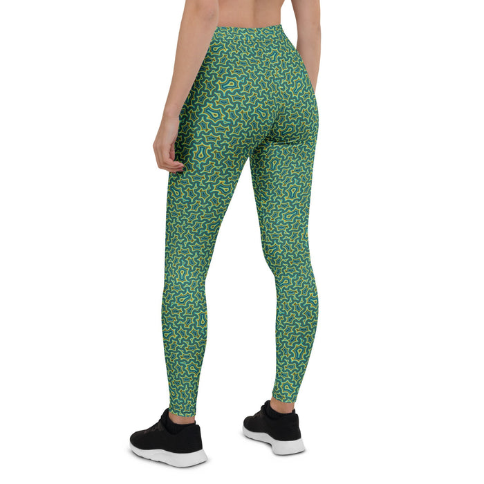 Itzam Green Yellow Geometric Leggings – Organic Tessellation - symbolika