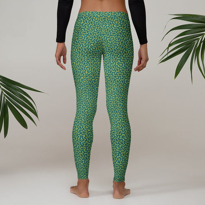 Itzam Green Yellow Geometric Leggings – Organic Tessellation - symbolika