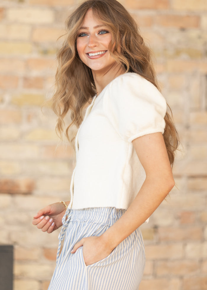 Ivory Button Front Cardigan FF Layering Essentials