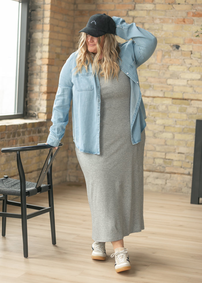 Jane Heather Gray T-Shirt Maxi Dress IC Dresses 1XL