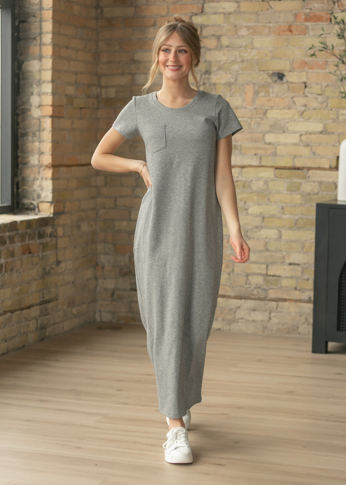 Jane Heather Gray T-Shirt Maxi Dress IC Dresses