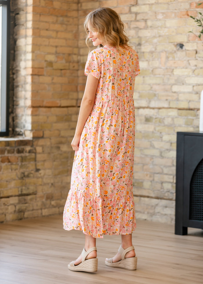 Jaydrien Floral Flutter Sleeve Midi Dress IC Dresses