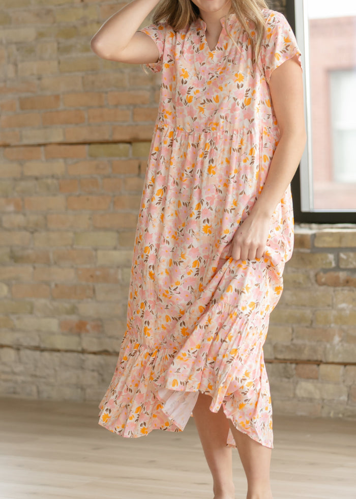 Jaydrien Floral Flutter Sleeve Midi Dress IC Dresses