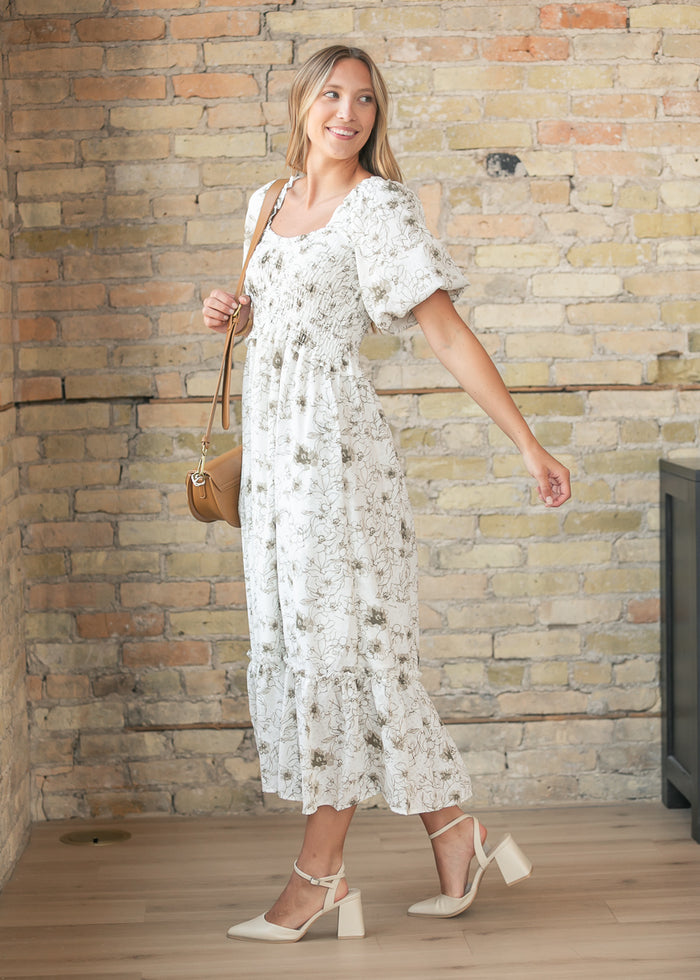 Jensen Olive Short Sleeve Maxi Dress FF Dresses