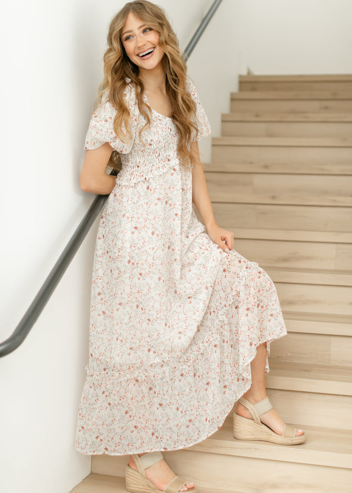 Jensen Puff Sleeve V-Neck Maxi Dress FF Dresses