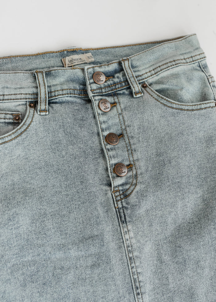 Jessa A-line Denim Maxi Skirt FF Skirts