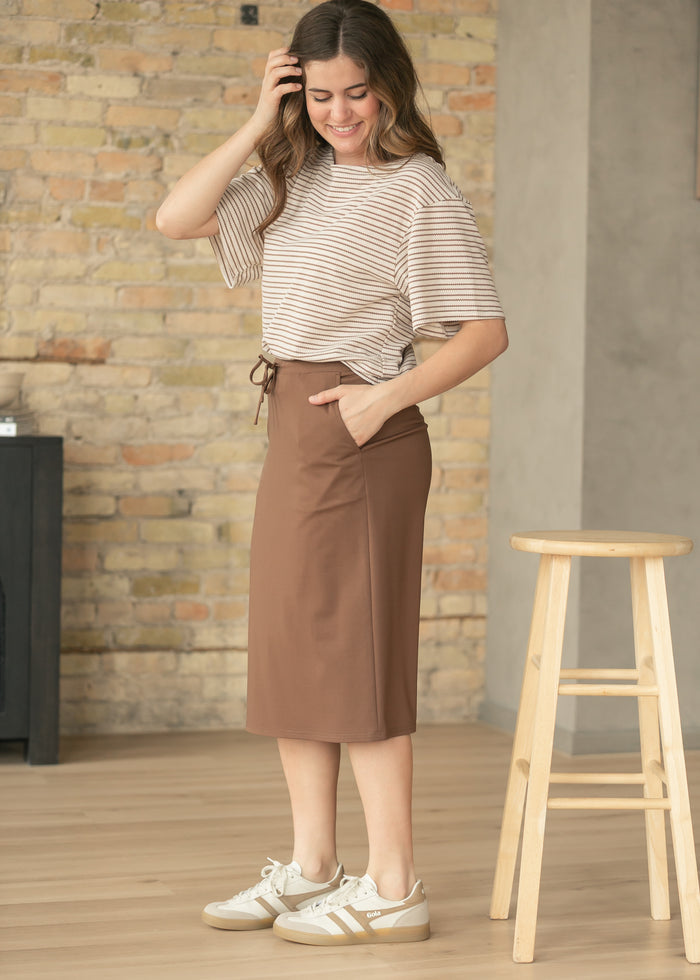 Jordan Chocolate Brown Midi Skirt IC Skirts