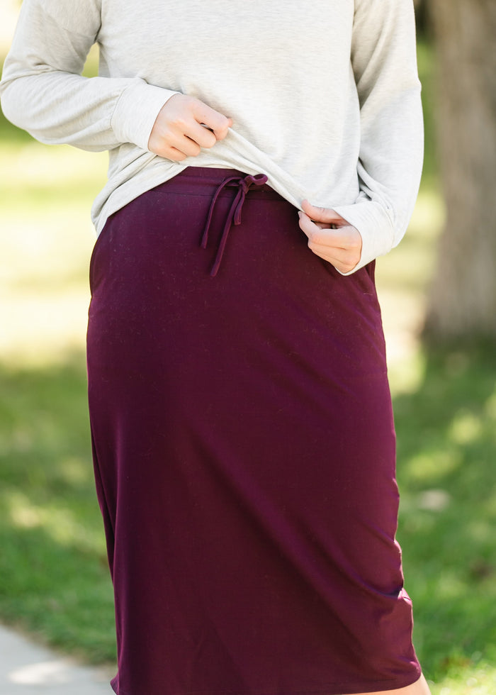 Jordan Eggplant Knit Midi Skirt IC Skirts