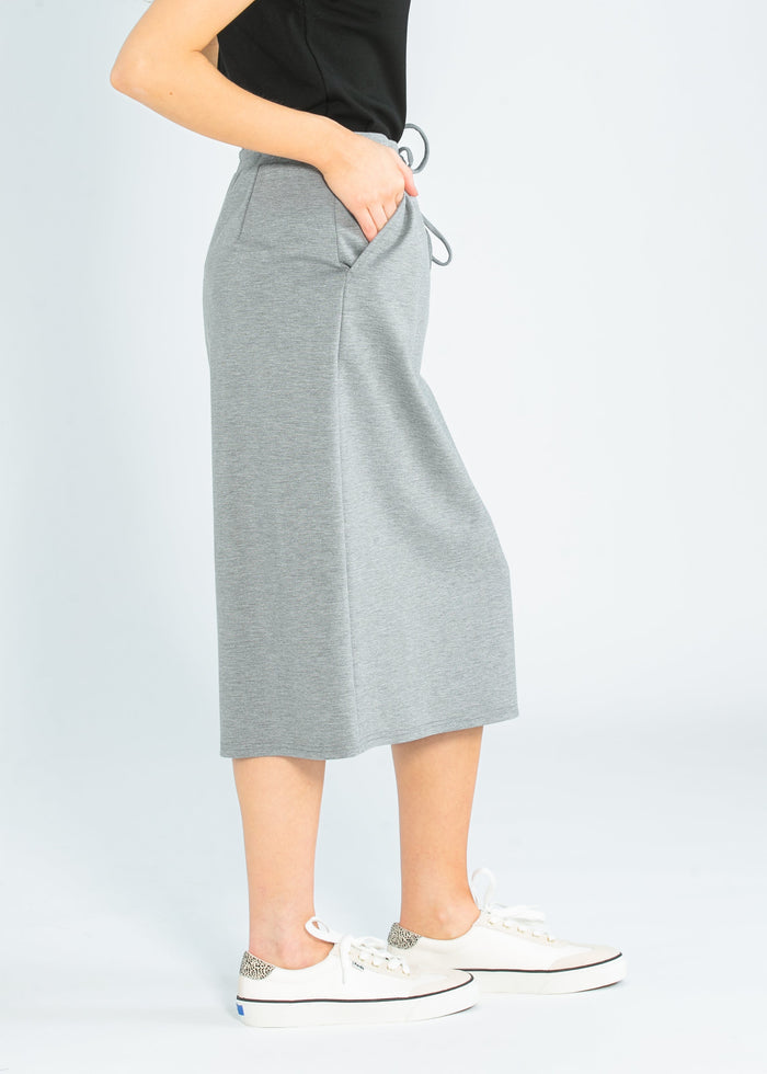 Jordan Gray Pinstripe Knit Midi Skirt IC Skirts