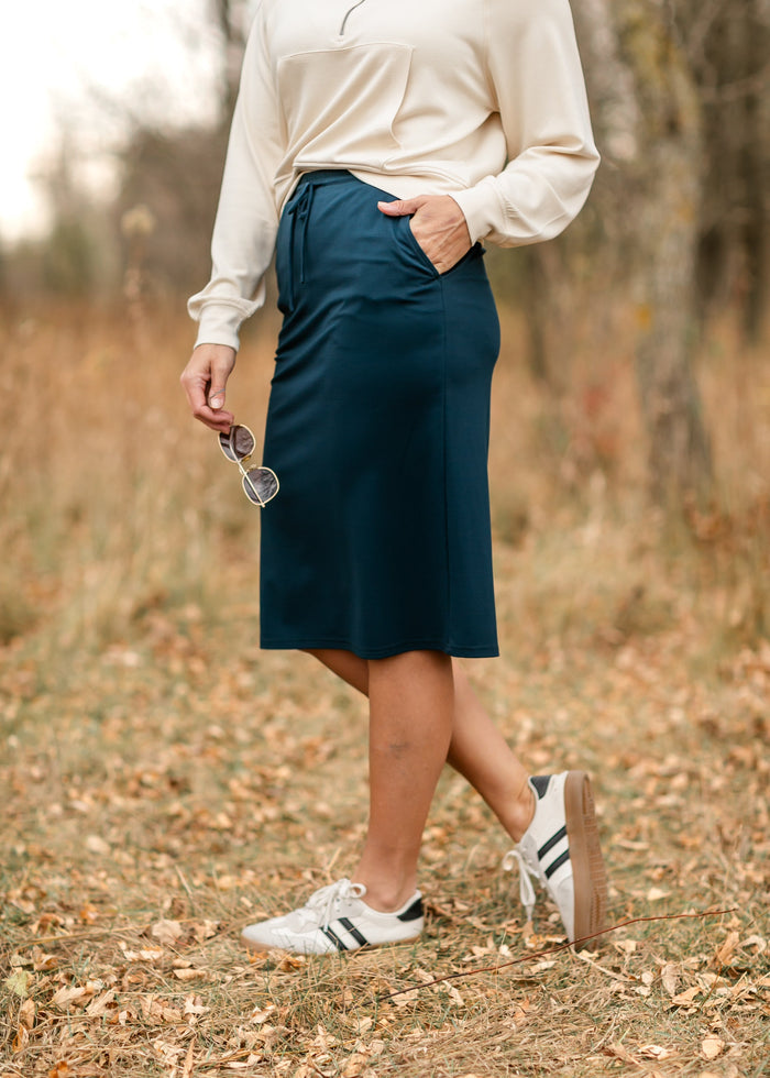 Jordan Teal Knit Midi Skirt IC Skirts