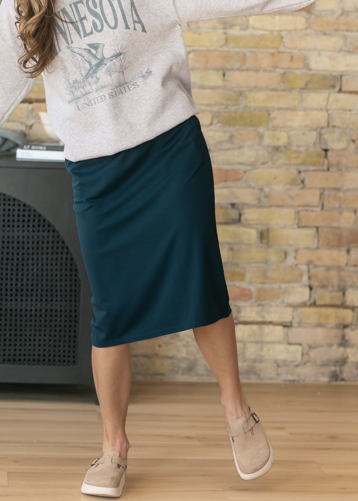 Jordan Teal Knit Midi Skirt IC Skirts