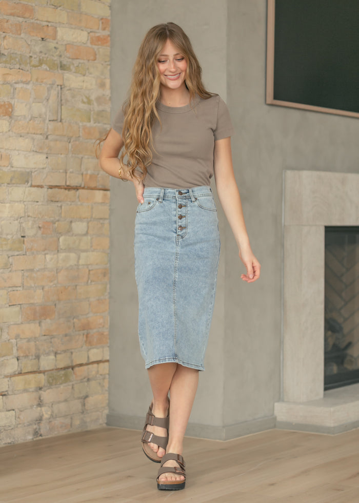 Josie A-line Denim Midi Skirt IC Skirts