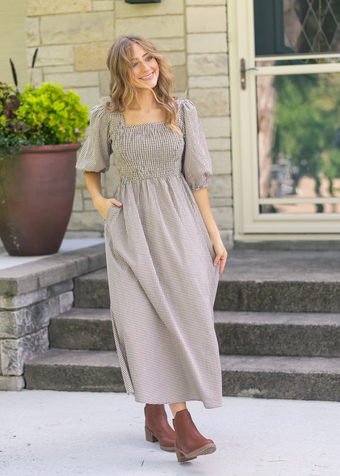 Preorder Kayleen Gingham Maxi Dress IC Dresses