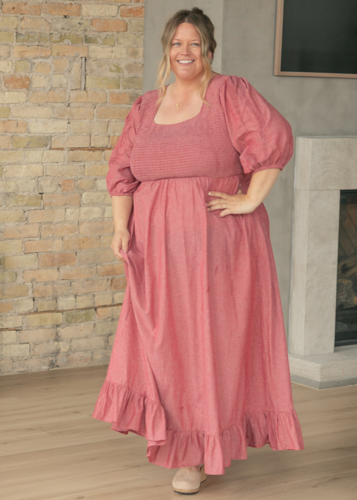 Kayleen Red Smocked Bodice Maxi Dress IC Dresses 1XL