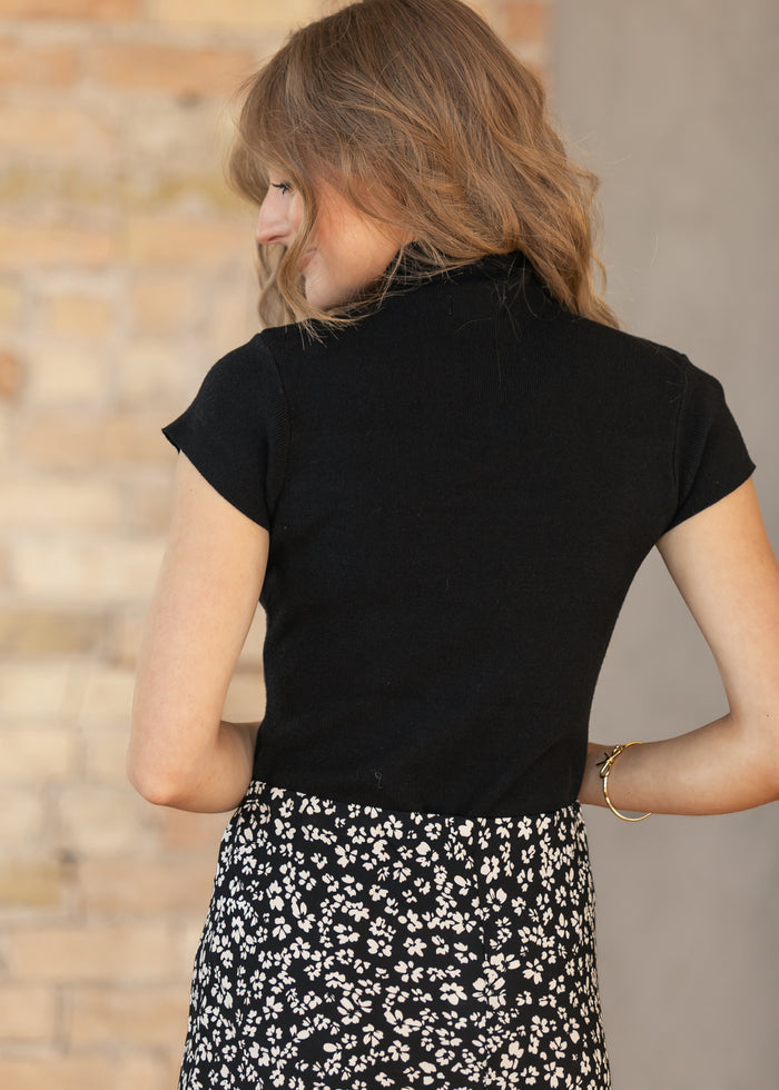 Knit Black Mock Neck Top FF Tops