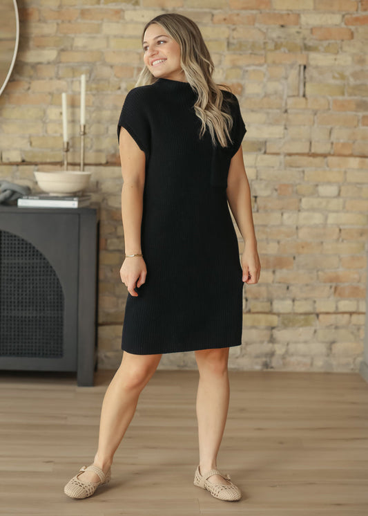 Knit Mock Neck Sweater Midi Dress FF Dresses