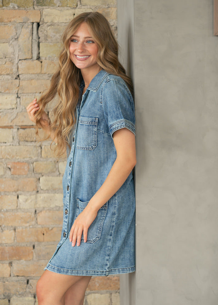 Kut From the Kloth® Parker Denim Button Up Midi Dress FF Dresses