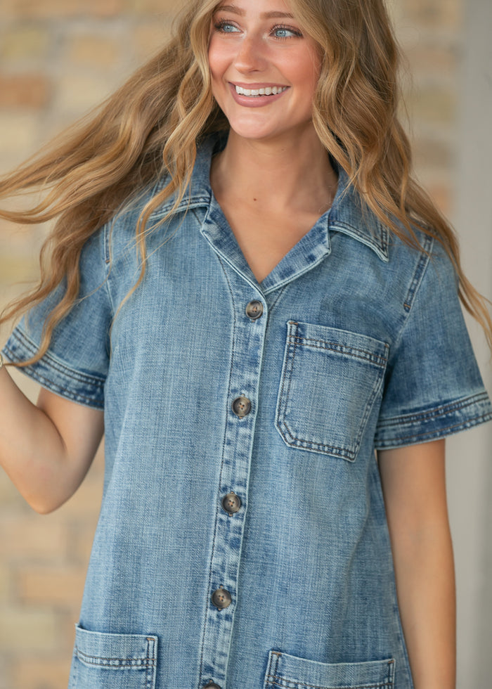 Kut From the Kloth® Parker Denim Button Up Midi Dress FF Dresses