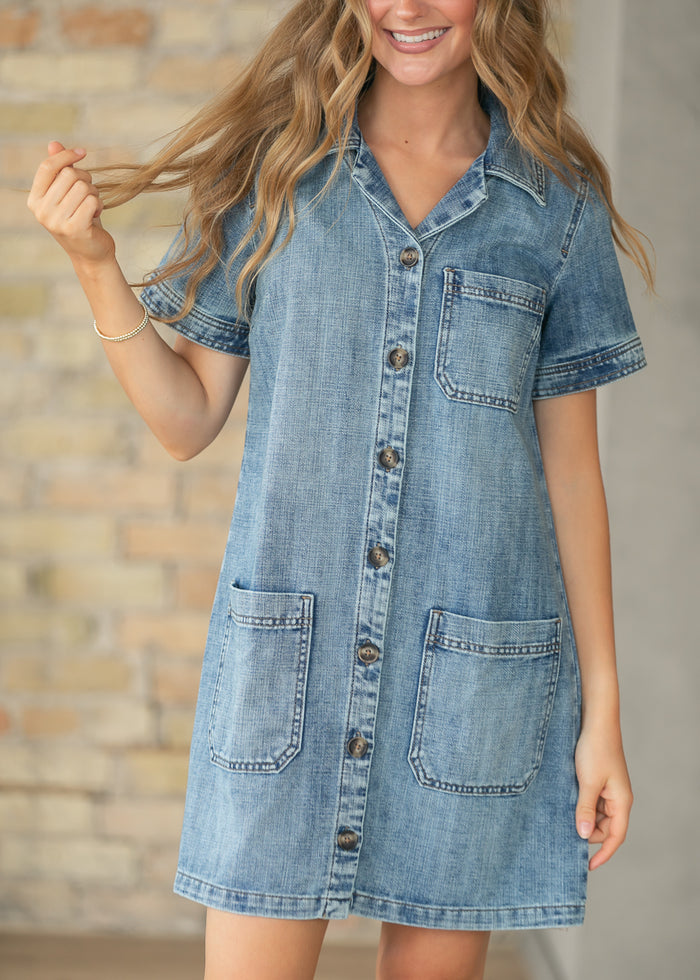 Kut From the Kloth® Parker Denim Button Up Midi Dress FF Dresses
