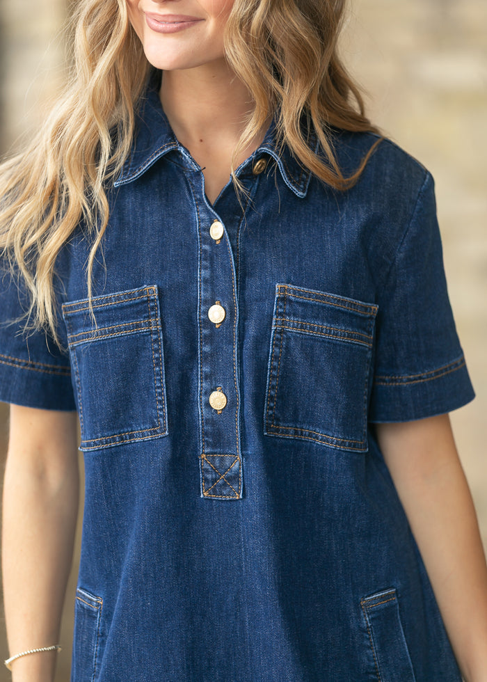 Kut From the Kloth® Tatiana Denim Midi Dress FF Dresses