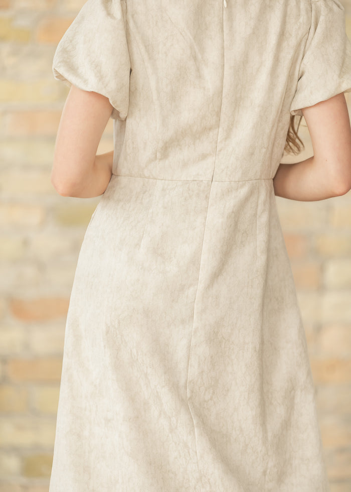 Lace Bubble Sleeve Tan Maxi Dress FF Dresses
