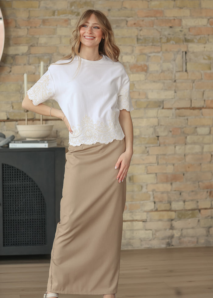 Lace Embroidered Short Sleeve Top FF Tops