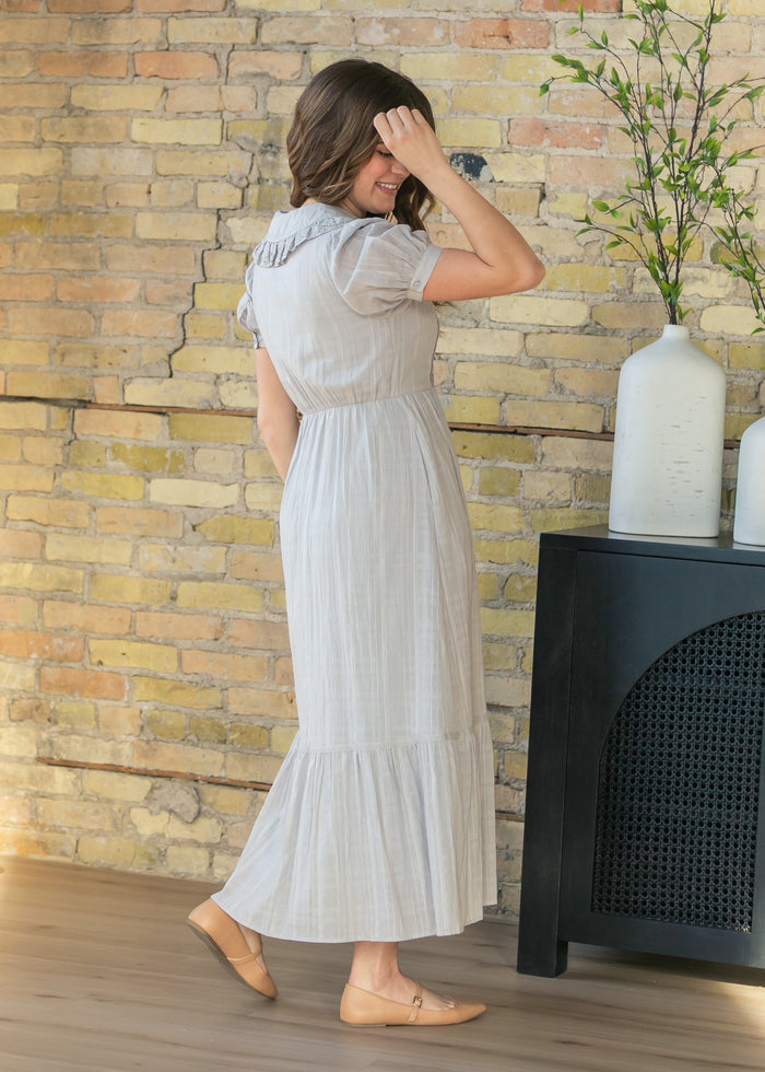 Lace Ruffle V-Neck Maxi Dress FF Dresses