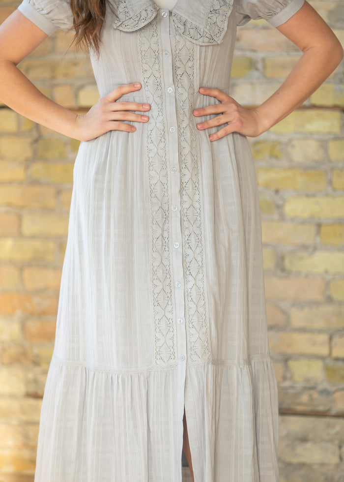 Lace Ruffle V-Neck Maxi Dress FF Dresses