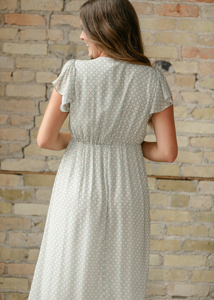 Lace Trim V-Neck Midi Dress FF Dresses