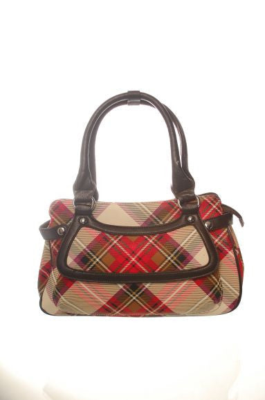 Ladies Vinyl Tartan Handbag, Stewart Dress Red