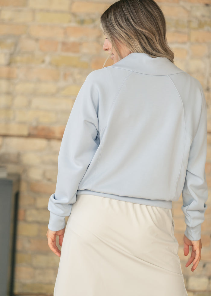 Laguna Blue Half Zip Pullover FF Tops