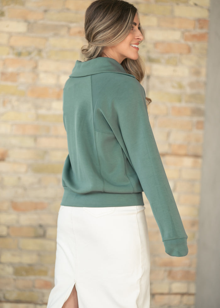 Laguna Green Half Zip Pullover FF Tops