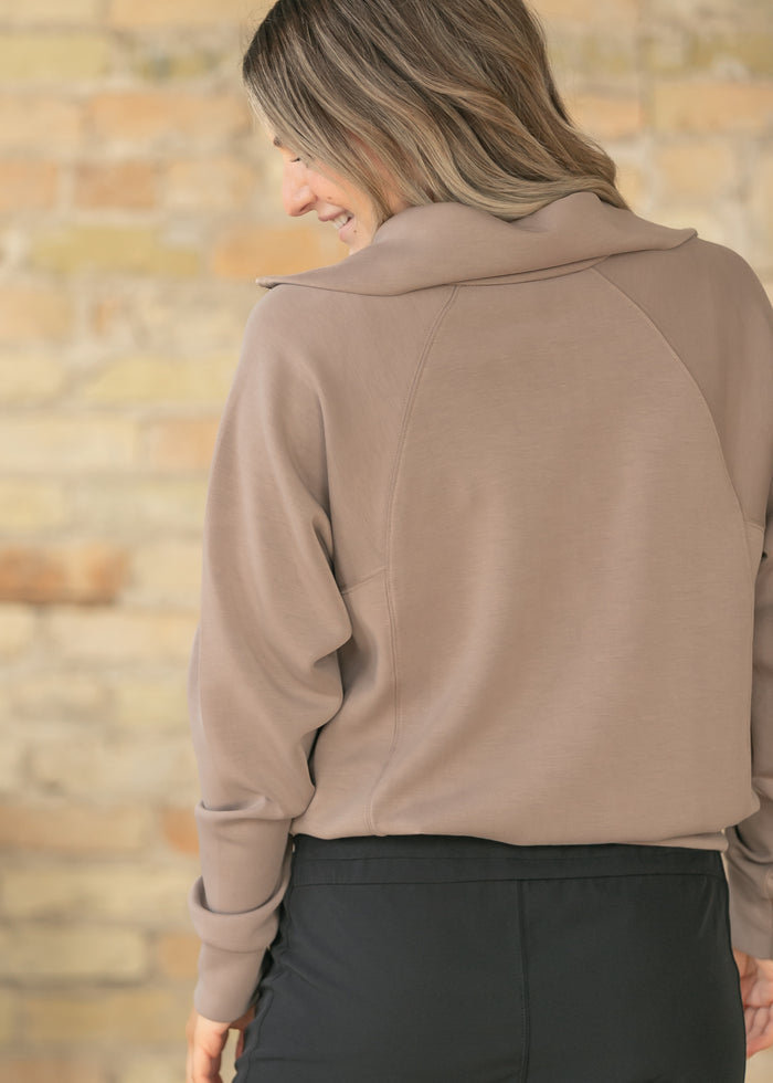 Laguna Taupe Half Zip Pullover FF Tops