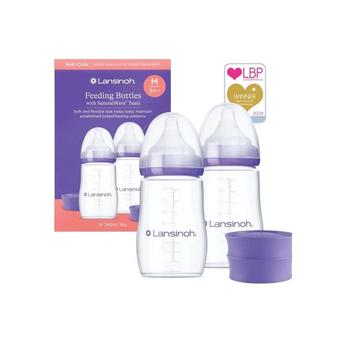 Lansinoh Feeding Bottles with NaturalWave Teat 240ml Pack of 2 - ebebek