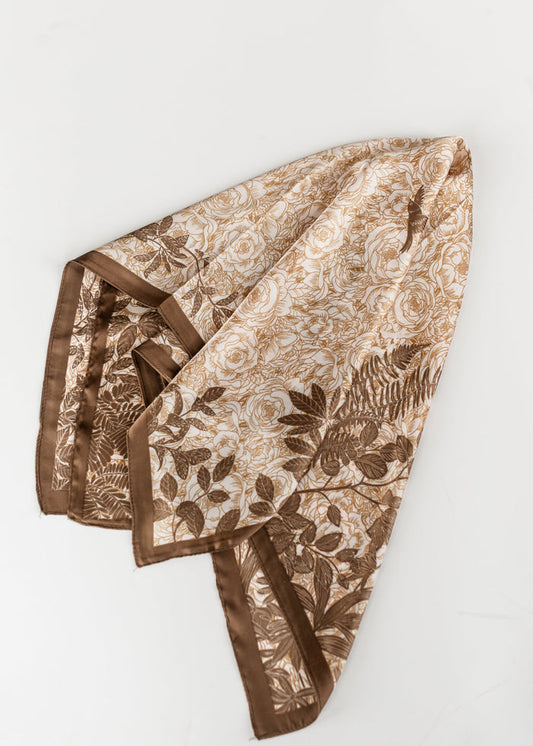 Large Floral Silk Feel Scarf Accessory