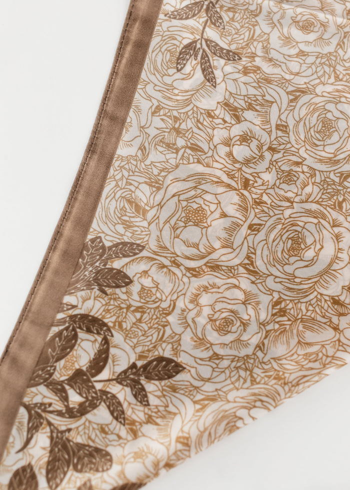 Large Floral Silk Feel Scarf Accessory