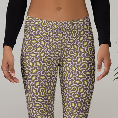 Leggings Geometric Pattern – Angelic Mexicana Purple Gold - symbolika