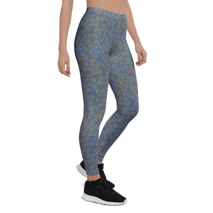 Leggings Geometric Pattern – Bouquet Blue Brown - symbolika