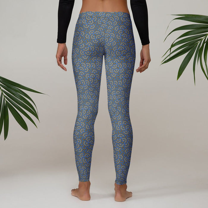 Leggings Geometric Pattern – Bouquet Blue Brown - symbolika