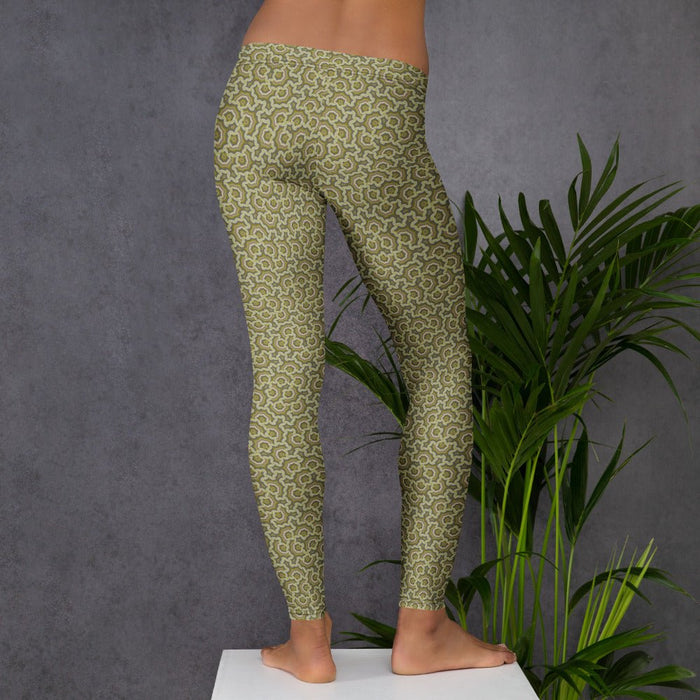 Leggings Geometric Pattern – Bouquet Cream Purple - symbolika