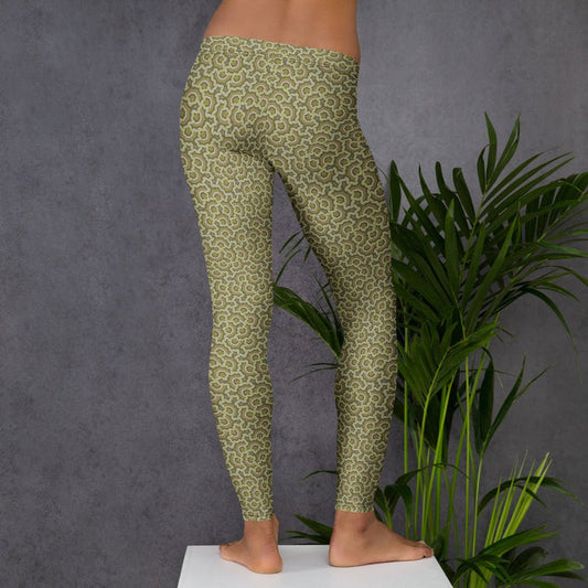 Leggings Geometric Pattern – Bouquet Cream Purple - symbolika