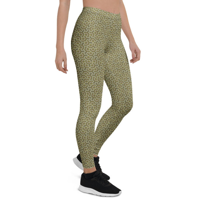 Leggings Geometric Pattern – Bouquet Cream Purple - symbolika