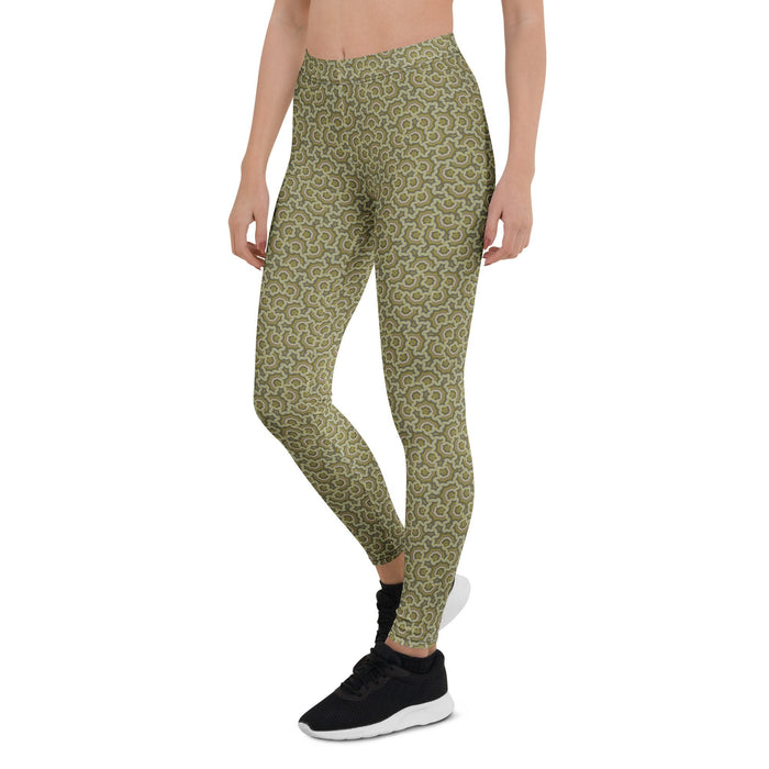 Leggings Geometric Pattern – Bouquet Cream Purple - symbolika